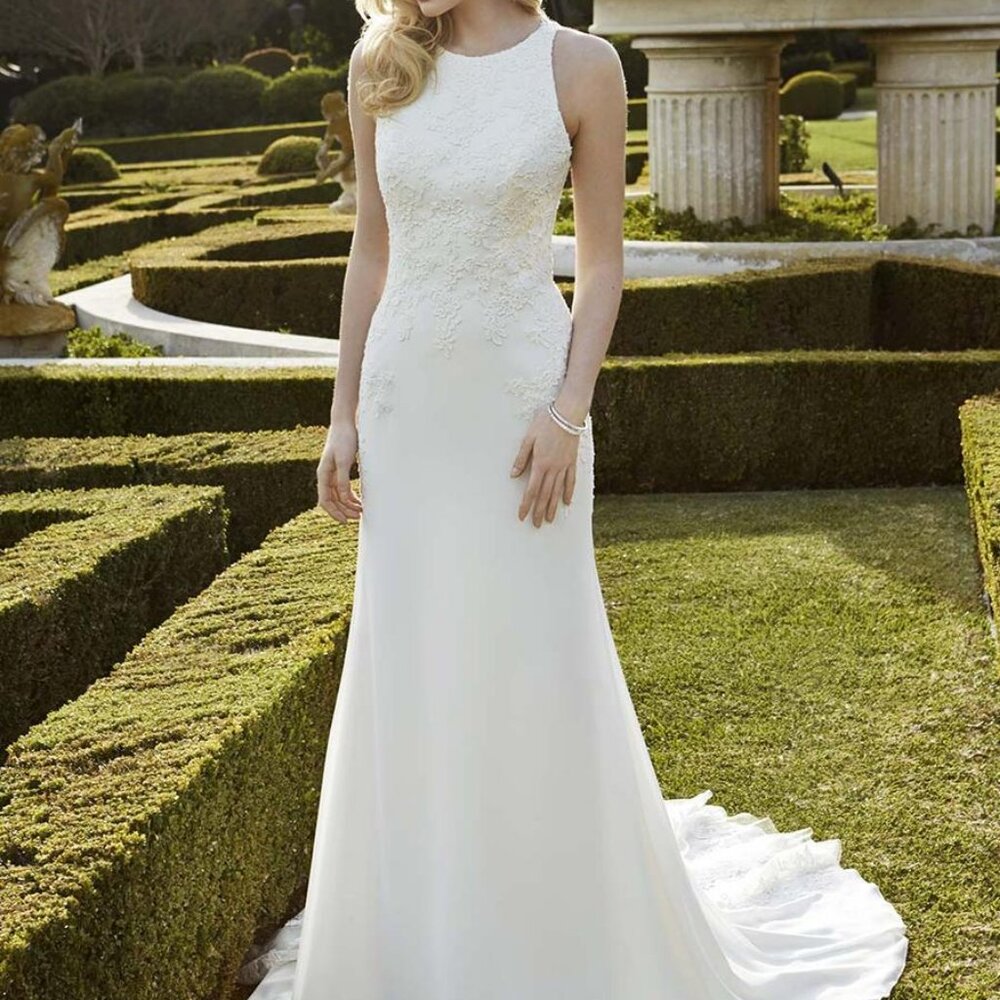 NWT BLUE by ENZOANI Ingwiller Ivory Trumpet Wedding Dress Gown – Sz 8